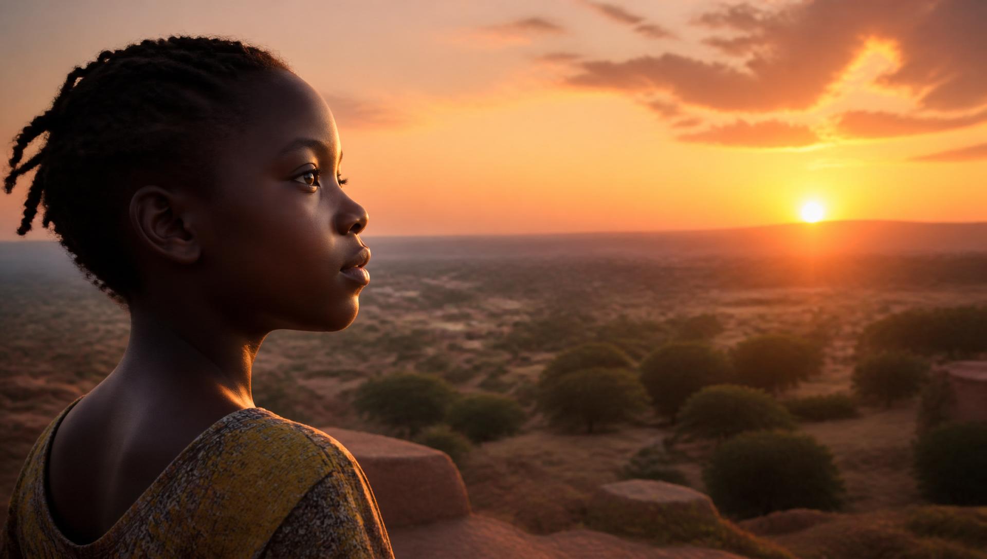 Young girl at sunset
